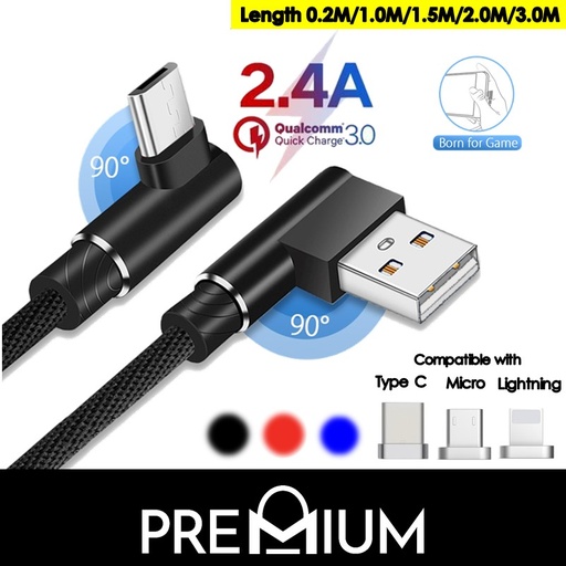 [XXX140205L02XBLK] USB to Micro Canvas L Shape Fast Charge - OEM - 0.23M - Black