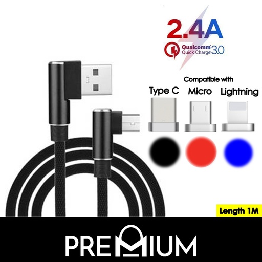 [XXX140367L10XRED] [DSC] USB to Type C Canvas L Shape Fast Charge - OEM - 1M - Red