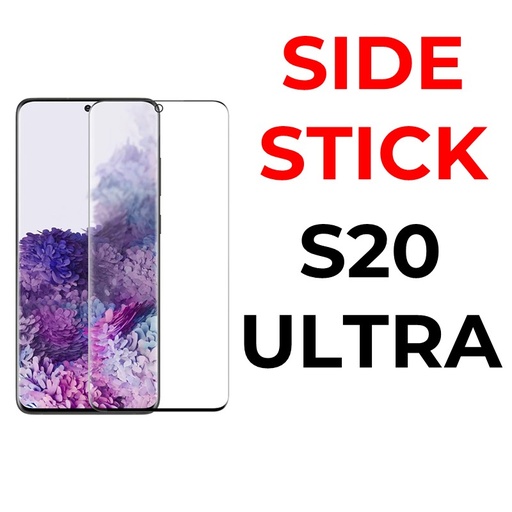 [XXX158473T02XBLK] Samsung Galaxy S20 Ultra Side-Stick Curved Tempered Glass - OEM - Clear - Black
