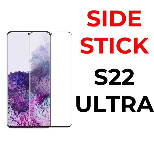 [XXX158580T02XBLK] Samsung Galaxy S22 Ultra Side-Stick Curved Tempered Glass - OEM - Clear - Black