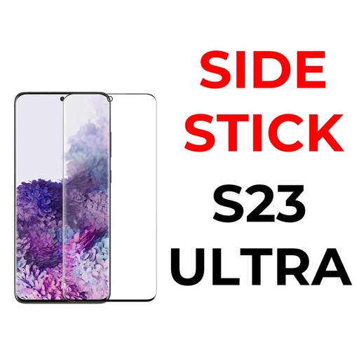 [XXX158634T02XBLK] Samsung Galaxy S23 Ultra Side-Stick Curved Tempered Glass - OEM - Clear - Black