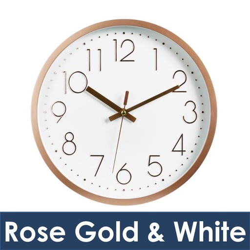 [XXX313XXXL17RGWH] Wall Clock with Glass Cover - OEM - 12" - Rose Gold or White