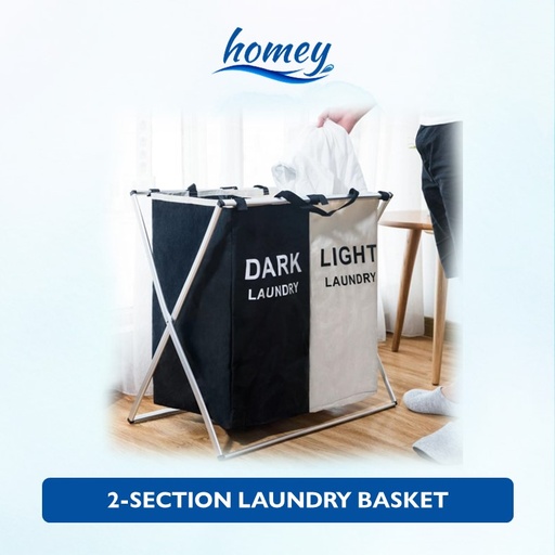 [XXX327406XXXBKWH] Two Sections - YZA-ZYL201 - Laundry Basket with Multiple Sections - OEM - Black or White
