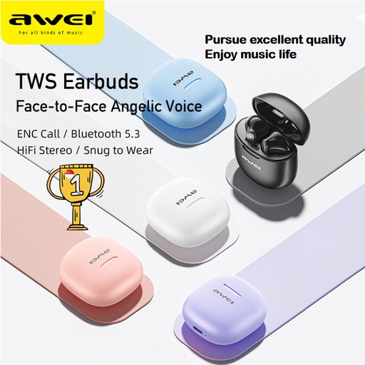 [AWE030XXXXXXXBLK] TWS T68 ENC - Awei - Black