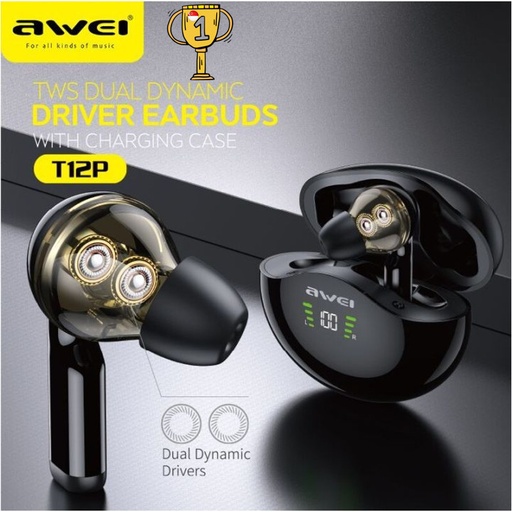 [AWE034XXXXXXXBLK] TWS T12P - Awei - Black