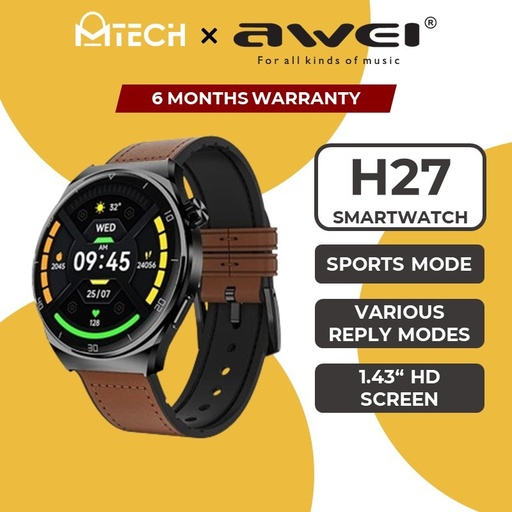 [AWE041XXXXXXXBLK] Smart Watch H27 - Awei - Black