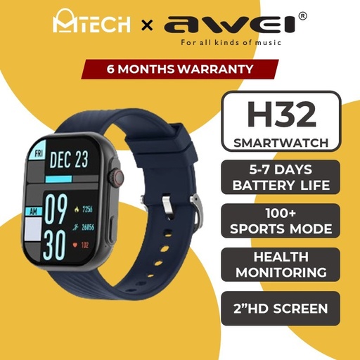 [AWE042XXXXXXXBLK] Smart Watch H32 - Awei - Black