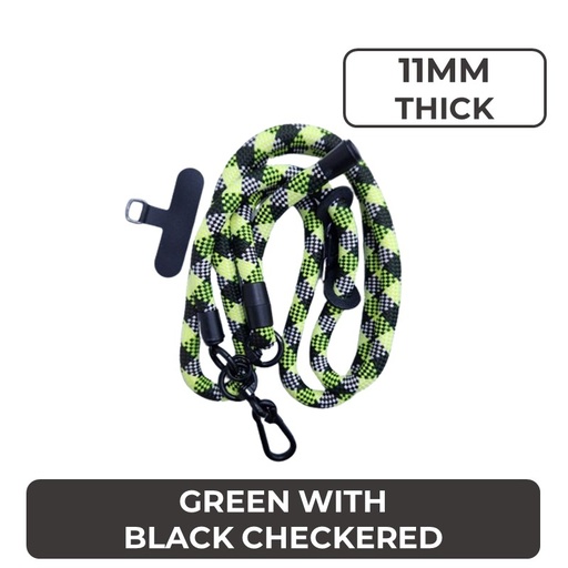 [MTC032XXXXXX0352] Universal Series - Crossbody Adjustable Strap With Thin Tag (11mm) - MTech - Green With Black Checkered