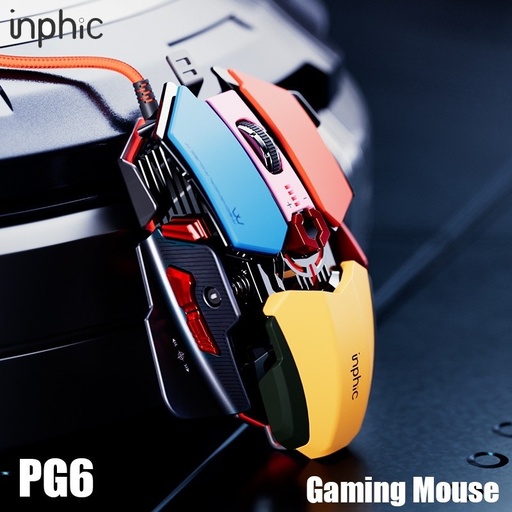 [PHC016XXXXXX0181] Colourful Wired Gaming Mouse - PG6 Pro - inphic - Rainbow