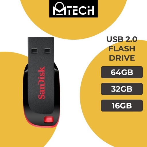 [SAN023XXXS04XBLK] Cruzer Blade USB 2.0 Flash Drive - Sandisk - 64GB - Black