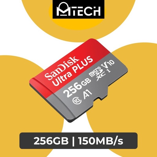 [SAN026XXXS06XBLK] Ultra microSD Card A1 C10 U1 UHS-I 150MB/s - Sandisk - 256GB - Red Or Grey