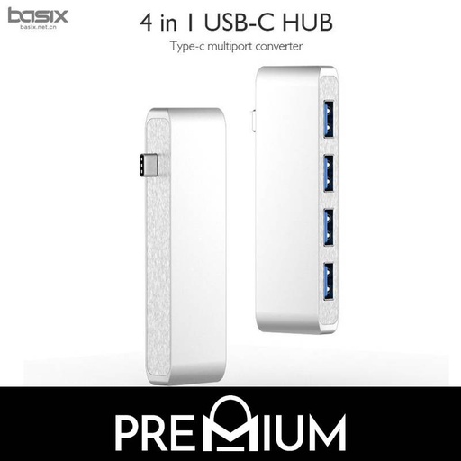[BSX001184XXXXGRY] Type C Connector 4 in 1 USB - C HUB - T4 Basix - Grey