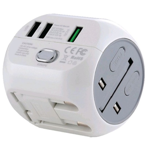 [RML001XXXXXXXWHT] Multi Function International Travel 2 USB + PD - RL-EP08 - REMAX.LIFE - White