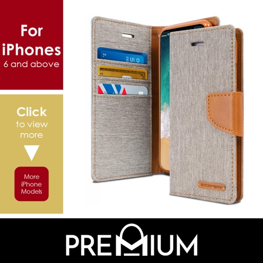 [GPY003232XXXXGRY] iPhone XR Canvas Diary Goospery - Grey