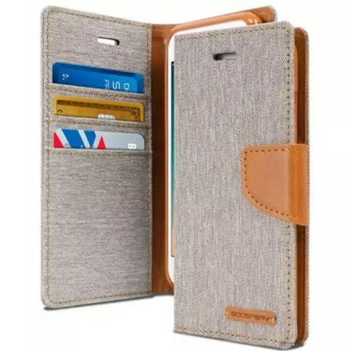 [GPY003377XXXXGRY] iPhone X/XS Canvas Diary Goospery - Grey