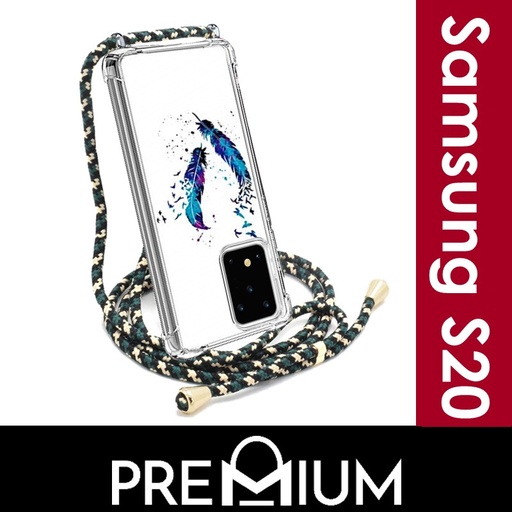 [XXX582472XXXXBLK] [DSC] Samsung Galaxy S20 Plus Hanging Straps Anti-Shock Tough Armour Case Clear - OEM - Black
