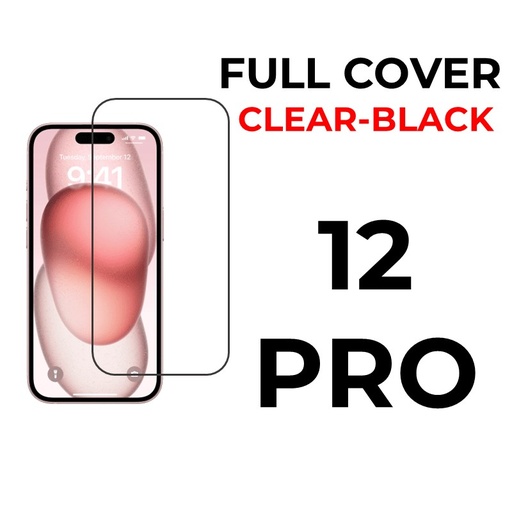 [XXX593508T02XBLK] iPhone 12 or Pro - 6.1" Tempered Glass Full Coverage OEM - OEM - Clear - Black - AA