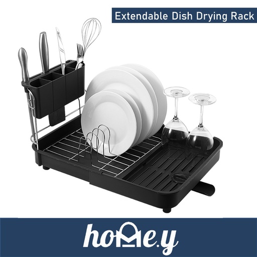 [SUN004XXXXXXXBLK] Dish Drying Rack - Extendable - H2670 - Sunee - Black
