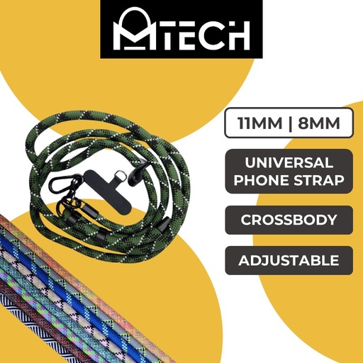 [MTC029XXXXXX0344] Universal Series -  Crossbody Flexi Adjustable Lanyard (8mm) - MTech - Blue & Green Braided