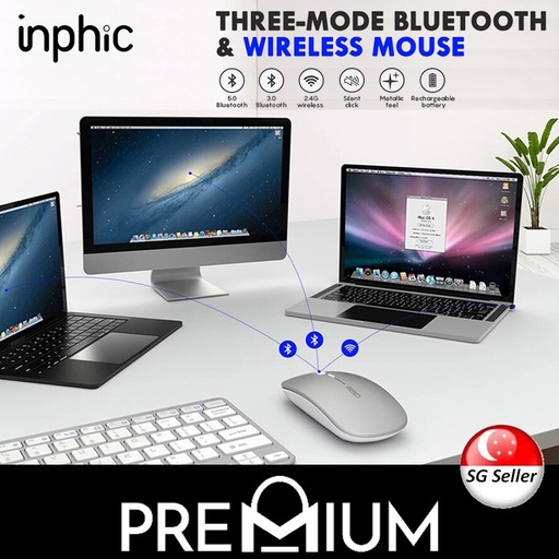 [PHC004XXXXXXXSVR] [EOL][DSC] Silent Mouse with Multiple Connection Modes - M1 Pro - inphic - Silver