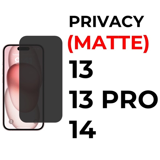 [XXX593604XXX0255] iPhone 16e/14/13/13 Pro Tempered Glass Full Coverage - OEM - Privacy (Matte)
