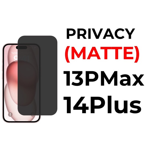 [XXX593605XXX0255] iPhone 13 Pro Max or 14 Plus 6.7 in Tempered Glass Full Coverage - OEM - Privacy (Matte)