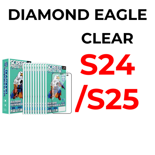 [WKM994678T02XBLK] Samsung Galaxy S24/S25 - Diamond Eagle Tempered Glass - WEKIM - Clear - Black 