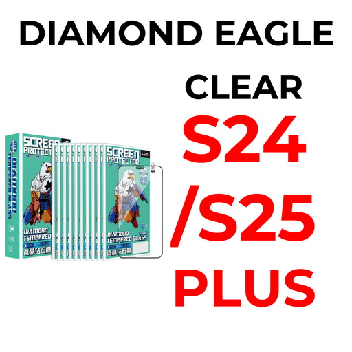 [WKM994679T02XBLK] Samsung Galaxy S24 Plus/S25 Plus - Diamond Eagle Tempered Glass - WEKIM - Clear - Black