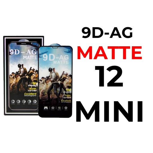 [XXX656507T03XBLK] iPhone 12 Mini - 5.4 in 9D-AG Tempered Glass Full Coverage - OEM - Matte - Black