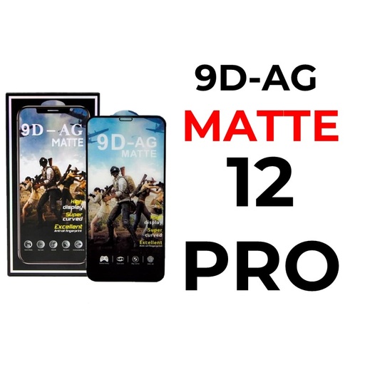 [XXX656528T03XBLK] iPhone 12 or 12 Pro 6.1 in 9D-AG Tempered Glass Full Coverage - OEM - Matte - Black