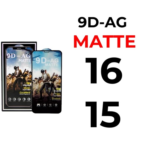 [XXX656667T03XBLK]  iPhone 16 Or 15 - 6.1 in 9D-AG Tempered Glass Full Coverage - OEM - Matte - Black