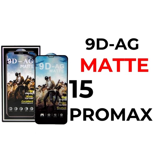 [XXX656665T03XBLK] iPhone 15 Pro Max 6.7 in 9D-AG Tempered Glass Full Coverage - OEM - Matte - Black
