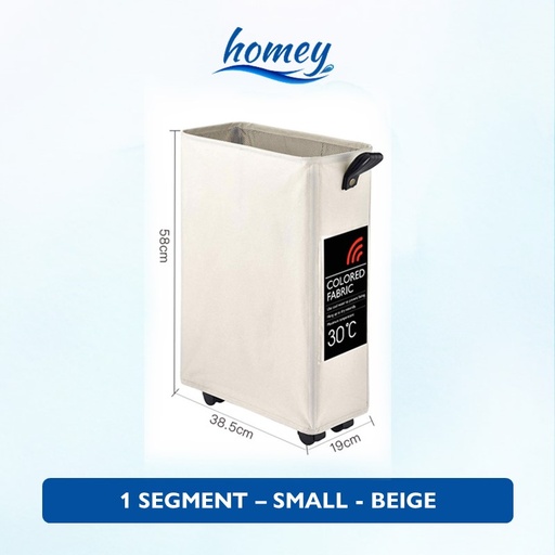 [XXX687XXXD06XBGE] Laundry Basket With Wheels and Label - Small - OEM - 1 Segment - Beige