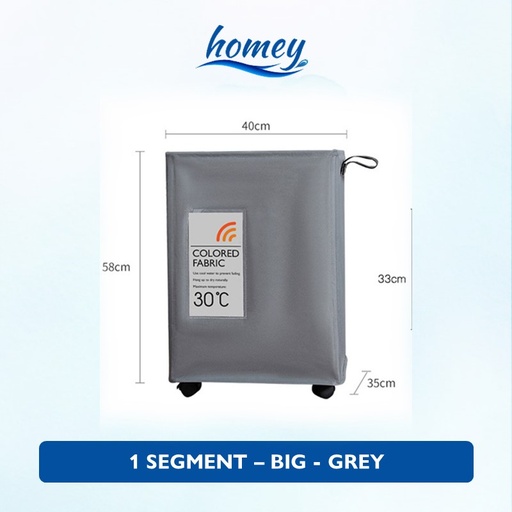 [XXX688XXXD06XDGY] Laundry Basket With Wheels and Label - Big - OEM - 1 Segment - Dark Grey