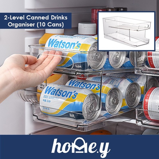 [XXX713XXXQ01XCLR] Can Organiser Drinks with Slide for Fridge - OEM - 2 Levels - Clear