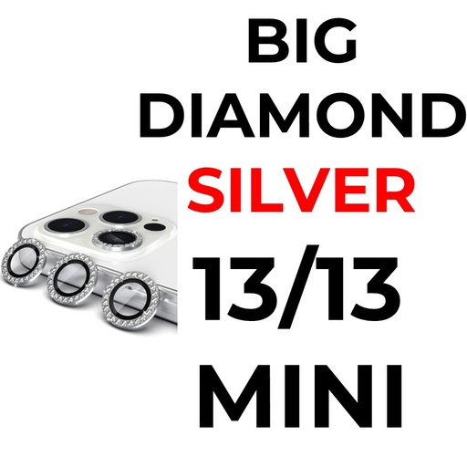 [XXX717640XXXXSVR] iPhone 13 - 6.1 or 13 Mini Big Diamond Camera Lens - OEM - Silver