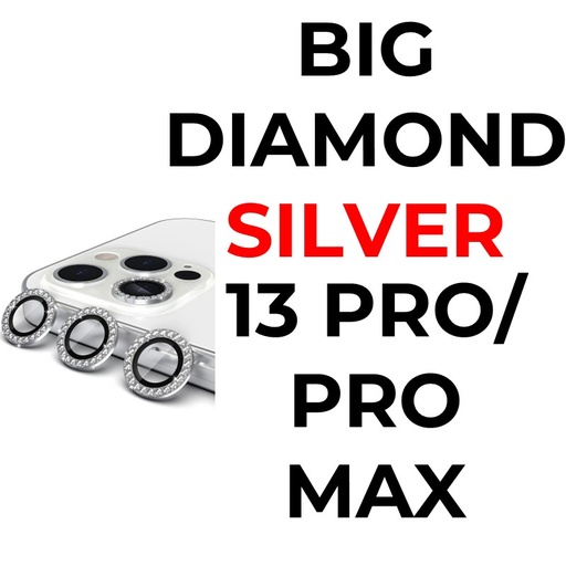 [XXX717639XXXXSVR] iPhone 13 Pro or 13 Pro Max Big Diamond Camera Lens - OEM - Silver