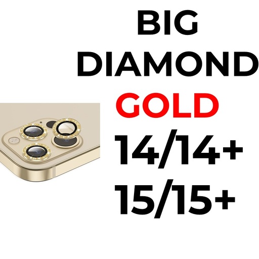 [XXX717605XXXXGLD] iPhone 15/15 Plus/14/14 Plus Big Diamond Camera Lens - OEM - Gold