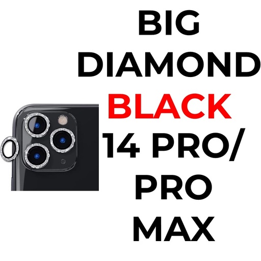 [XXX717609XXXXBLK] iPhone 16/15/14/PRO/PRO MAX - Big Diamond Camera Lens - OEM - Black