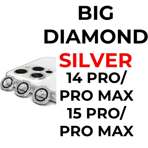 [XXX717609XXXXSVR] iPhone 16/15/14/PRO/PRO MAX - Big Diamond Camera Lens - OEM - Silver