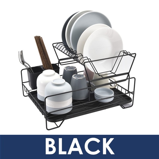 [XXX746XXXQ01XBLK] Dish Rack with Draining Pan - OEM - 2 Levels - Black