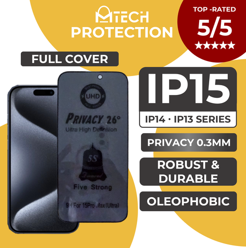 [XXX958664T02XBLK] 15 Pro 6.1 in FortiGlass Full Coverage Tempered Glass - OEM - Clear - Black