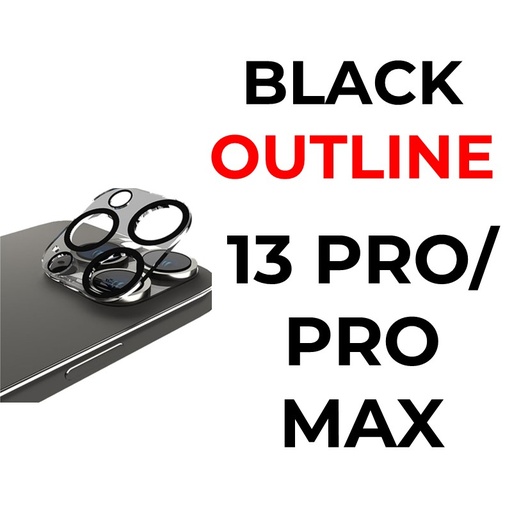[XXX939639XXXXCLR] iPhone 13 Pro or 13 Pro Max - 6.1 or 6.7 in Camera Lens With Black Outline Tempered Glass Protector - OEM - Clear