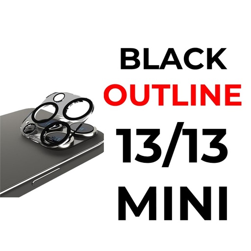 [XXX939640XXXXCLR] iPhone 13 or 13 Mini - 6.1 or 5.4 in Camera Lens With Black Outline Tempered Glass Protector - OEM - Clear