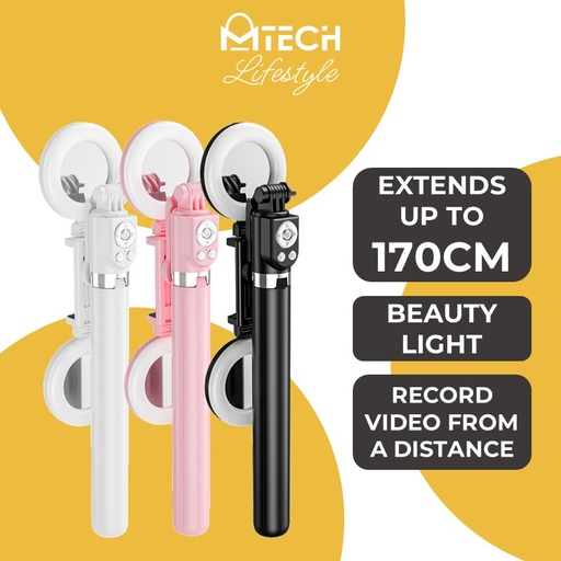 [XXX943XXXXXXXBLK] [EOL][DSC] Dual LED Bluetooth Selfie Stick 1.7M - R17D - OEM - Black