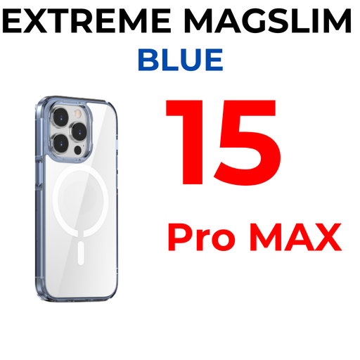 [XXX947665XXXXBLU] iPhone 15 Pro Max 6.7 in - Transparent Extreme MagSlim Case - OEM - Blue
