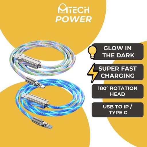 [XXX930366L10XWHT] [DSC] USB to iOS Glow in the Dark 180 Degree Cable - OEM - 1M - White