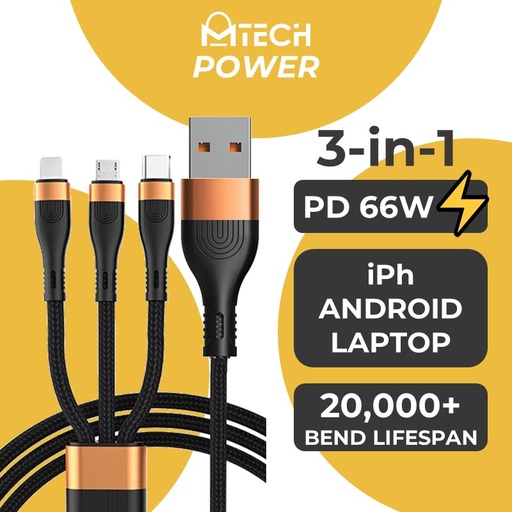 [XXX900196L110223] USB to iOS + Type C + Micro SilkyFast Cable - OEM - 1.2M - Black Gold