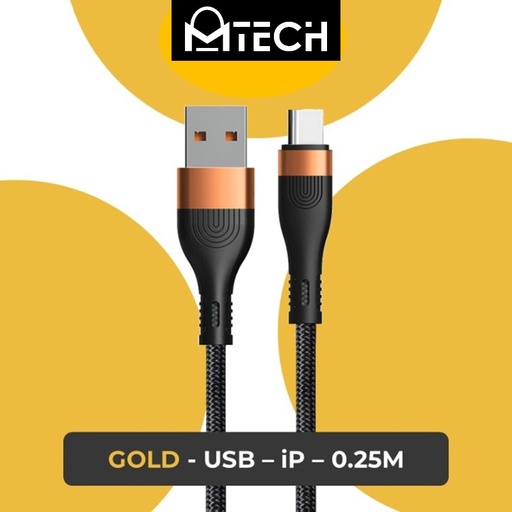 [XXX900366L030223] USB to iOS SilkyFast Cable - OEM - 0.25M - Black Gold