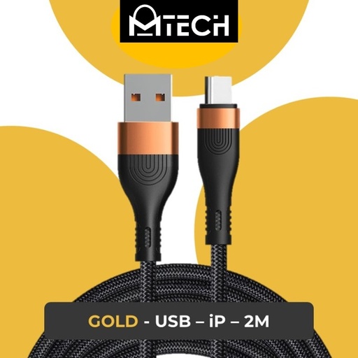 [XXX900366L120223] USB to iOS SilkyFast Cable - OEM - 2M - Black Gold
